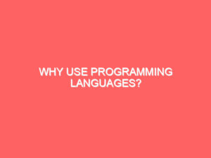 Why Use Programming Languages?