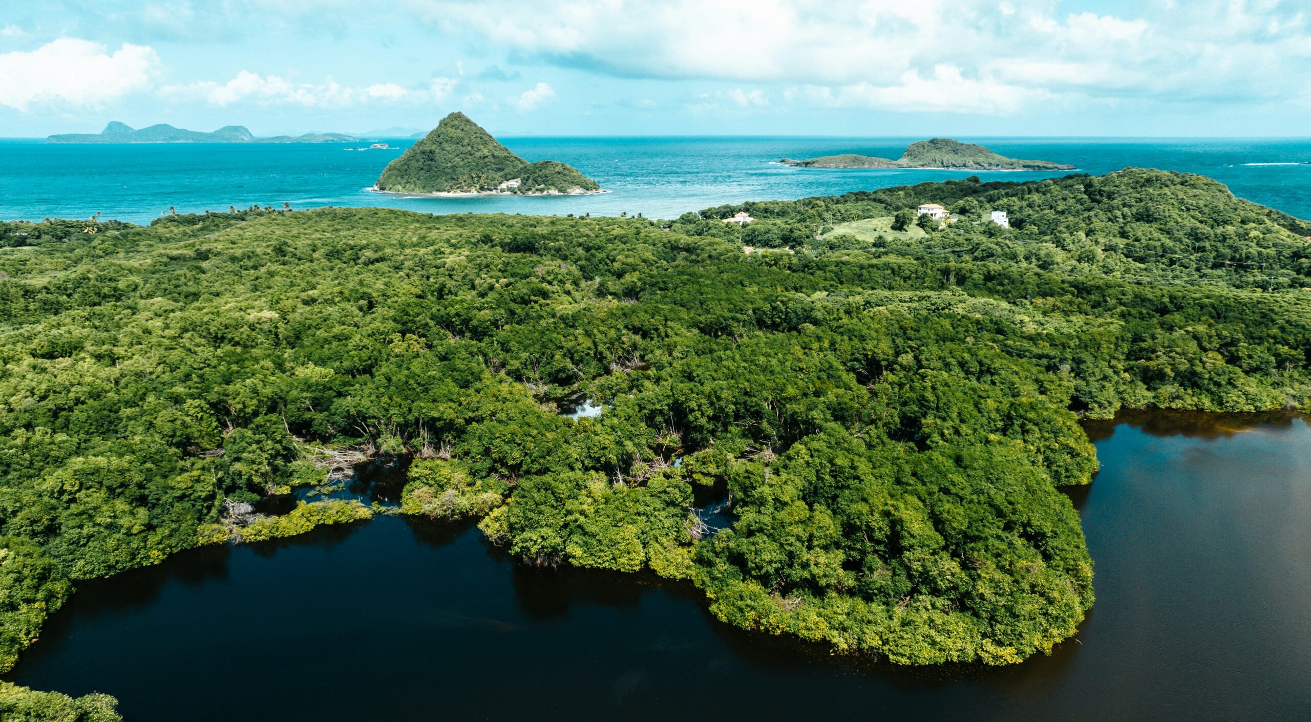 an island surrounded by water