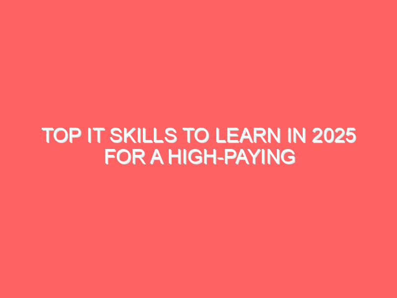 Top IT Skills to Learn in 2025 for a High-Paying Career Top IT Skills to Learn in 2025 for a High-Paying Career