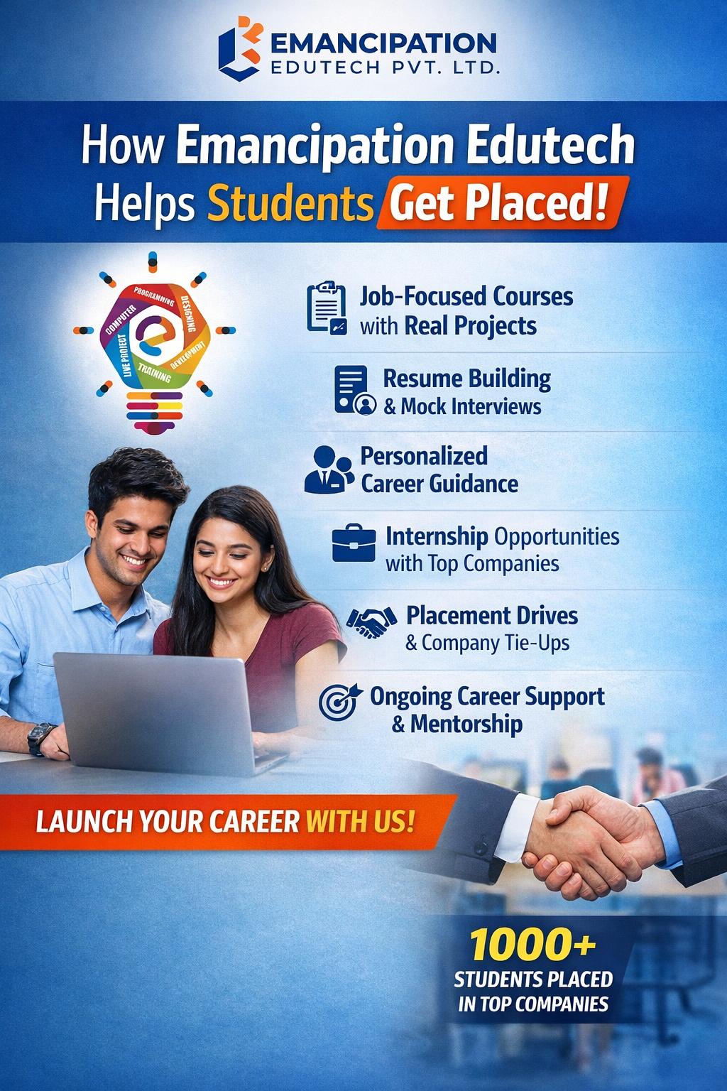 How Emancipation Edutech Helps Students Get Placement After IT Training in Ranchi